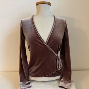 MADEWELL ROSE VELVET LONG SLEEVE TOP, SIZE: XXS